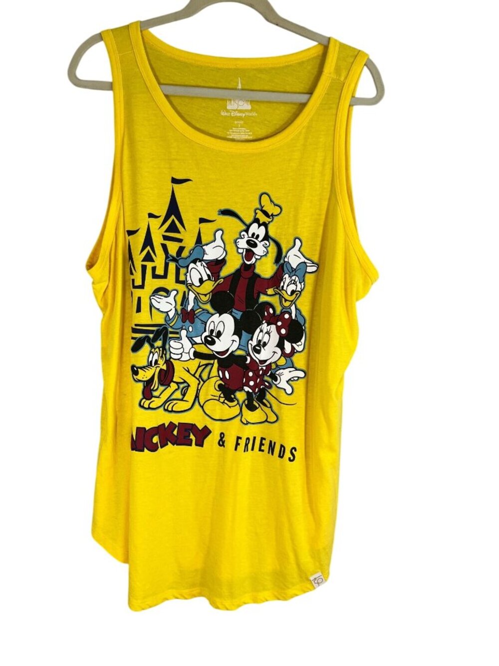 Disney Graphic Tank Top 3X Yellow Mickey Theme Park Summer Beach Colorful 50th